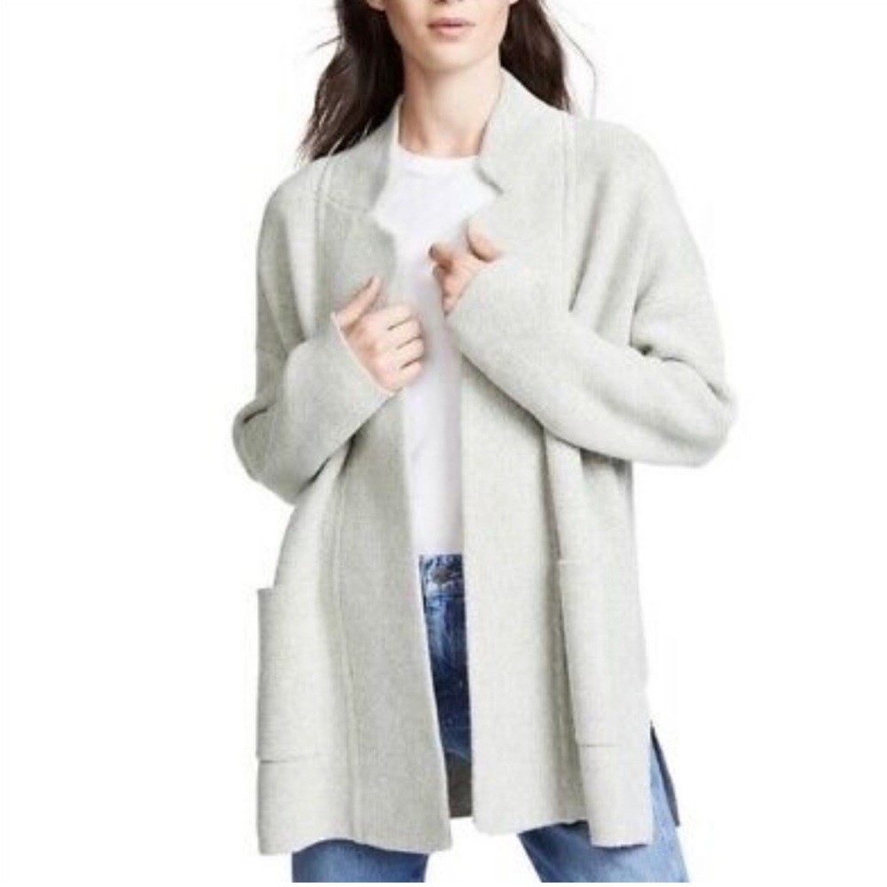 Madewell Spencer Sweater Coat Light Gray Merino Wool XS